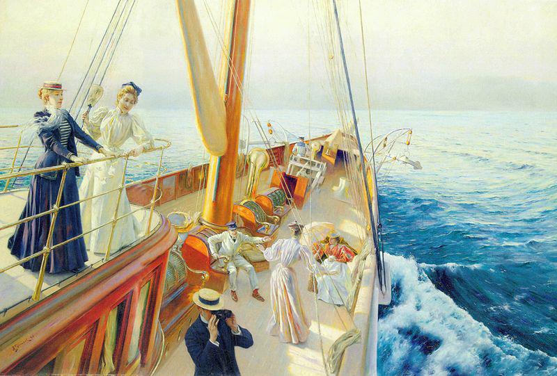 Julius LeBlanc Stewart Yachting in the Mediterranean oil painting image